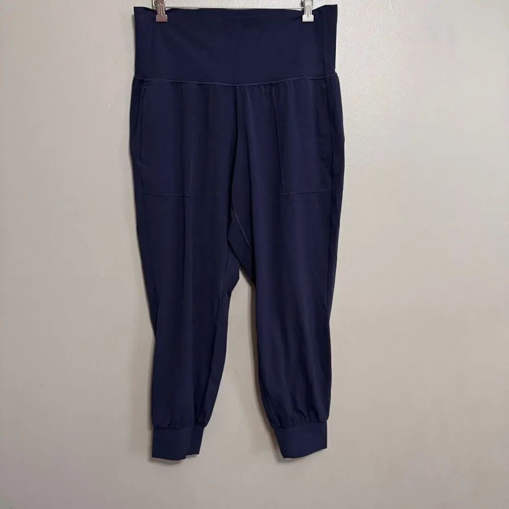 Athleta Salutation Jogger Womens 1X Navy Powervita High Rise Activewear Pants